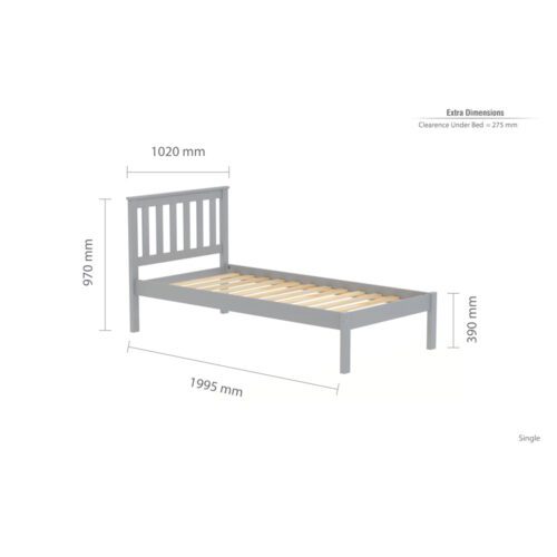 Birlea Denver Grey Single Wooden Bed - Image 4