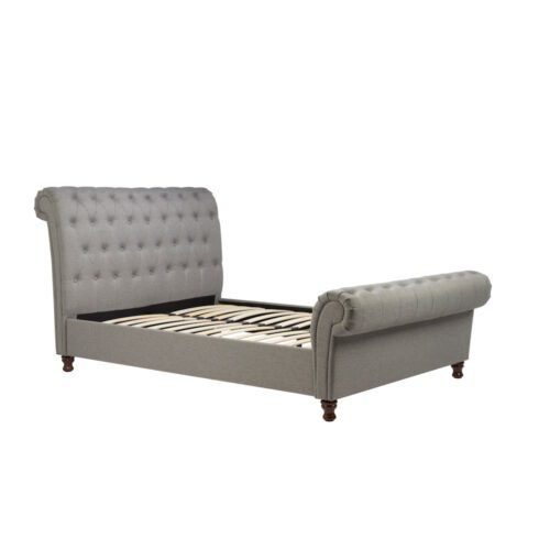 Castello Grey Fabric Scroll Sleigh Bed Frame - Image 6