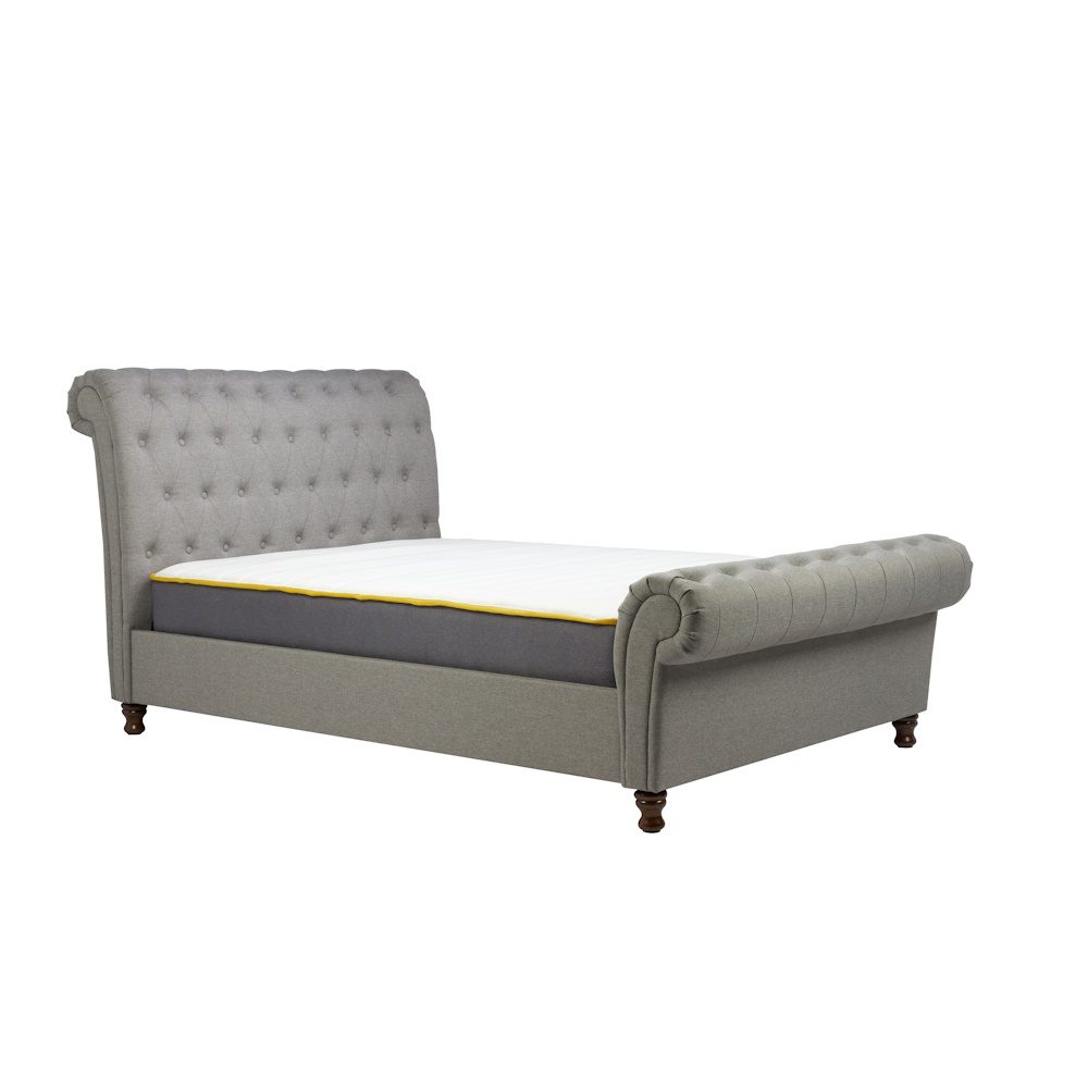 Castello Grey Fabric Scroll Sleigh Bed Frame - Image 5
