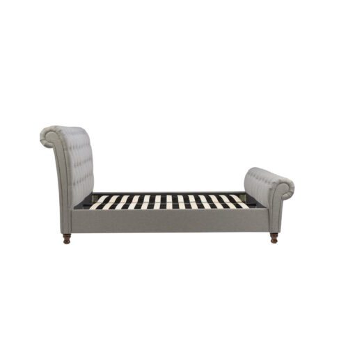 Castello Grey Fabric Scroll Sleigh Bed Frame - Image 8